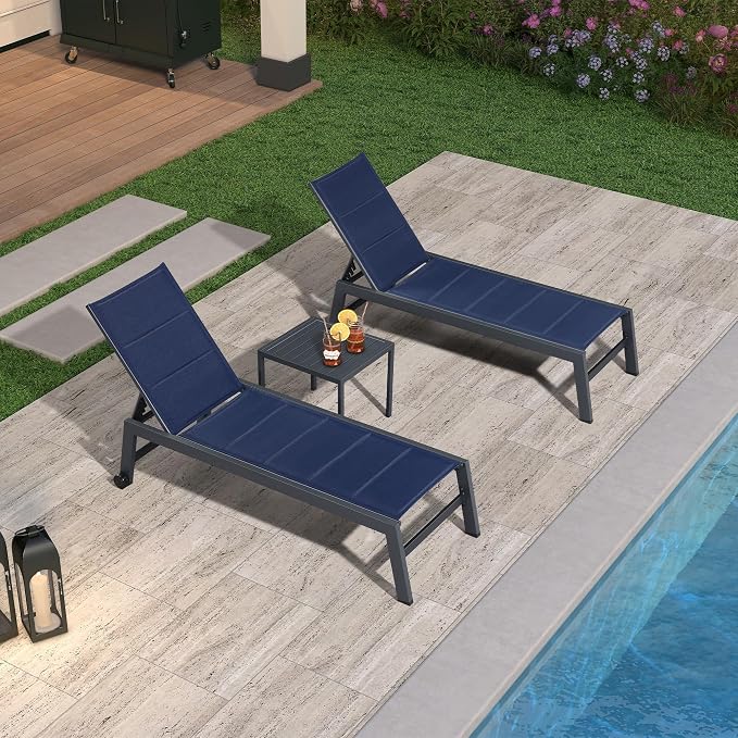 PURPLE LEAF Outdoor Patio Chaise Lounge Set of 4 Aluminum Lounge Chair - Image 9