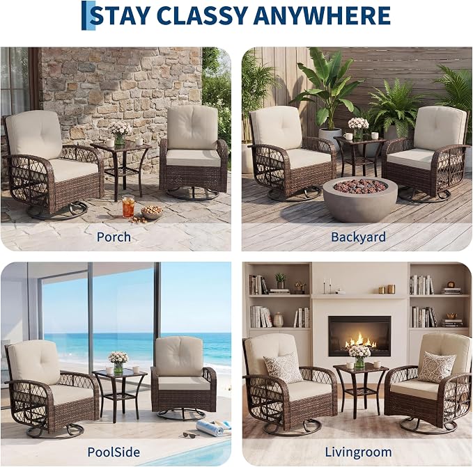 3-Piece Patio Furniture Set, 2 Swivel Rocking Chairs - Image 8