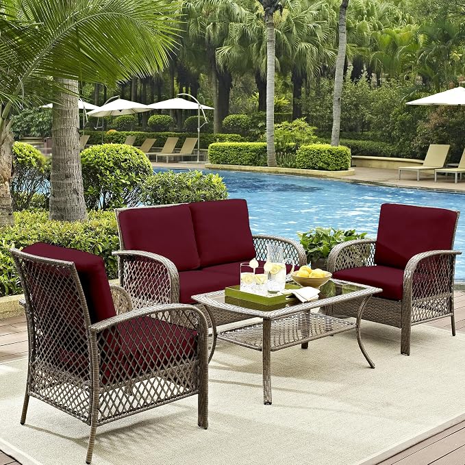 8Pcs Outdoor Cushion Covers, Elastic Patio Cushion Covers | Washable, - Image 6