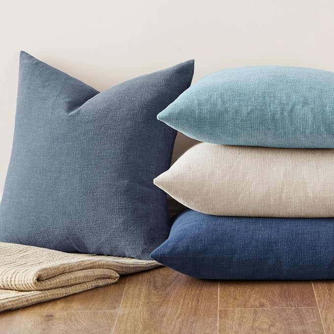 MIULEE Dark Grey Blue Chenille Couch Throw Pillow Covers, 20x20 | Set of 2 - Image 8
