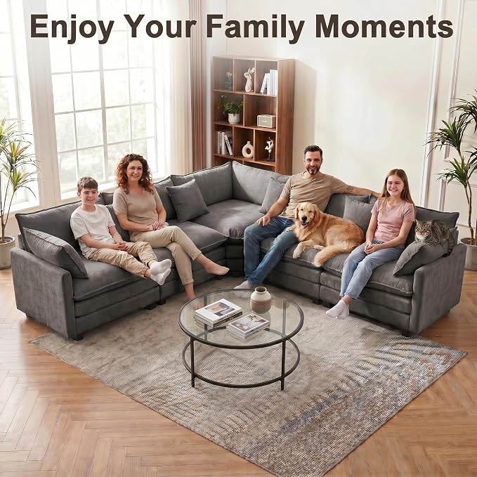 111.4" V-Shaped Corner Couch Sectional|5 Seat Customizable Modular Cloud - Image 7