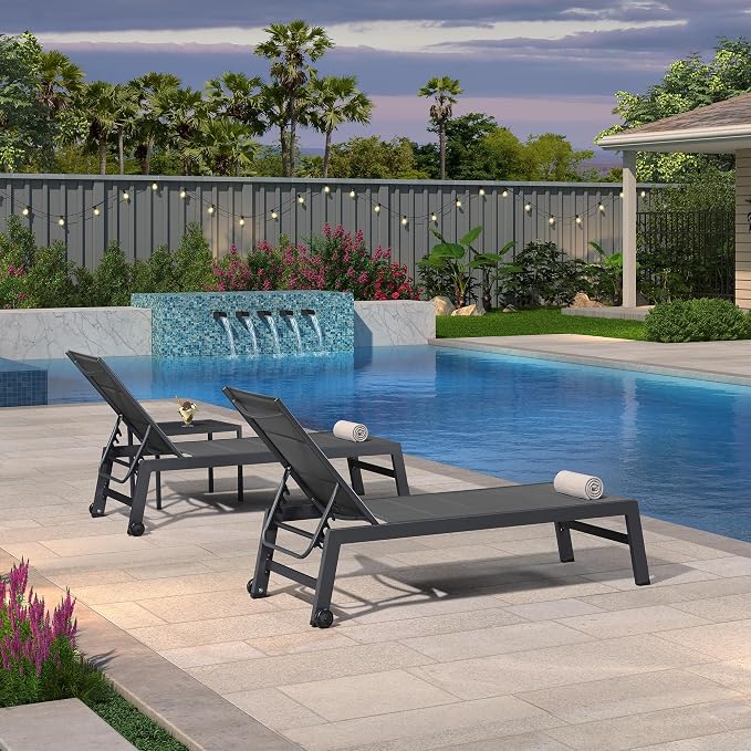 PURPLE LEAF Outdoor Chaise Lounge Set of 4 Aluminum Lounger - Image 9