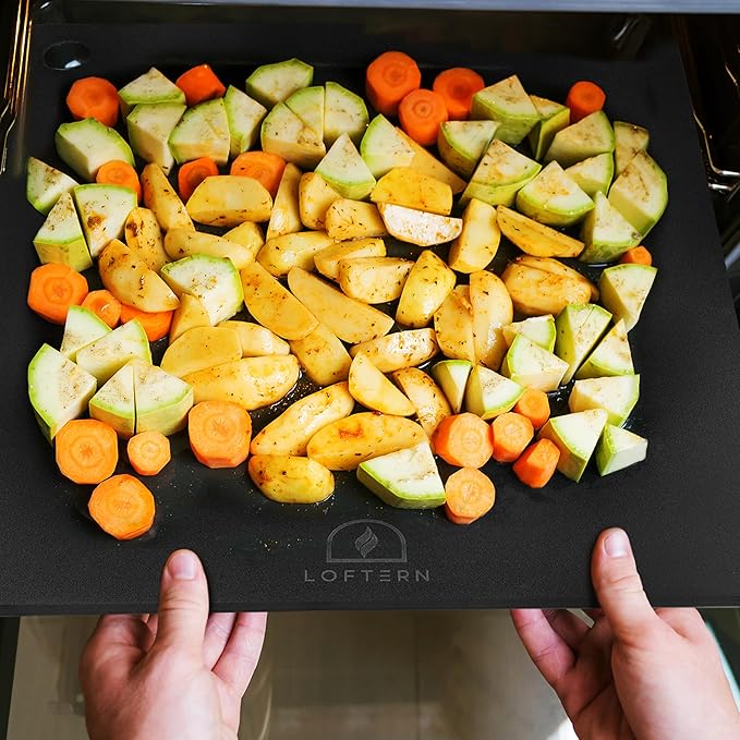 Loftern 14" x 16" Pizza Steel - Heavy-Duty Carbon Steel Baking Plate for Oven, Grill & Pizza Oven - Pro Pizza Stone for Bread, Sourdough, and Crisp Crust Perfection