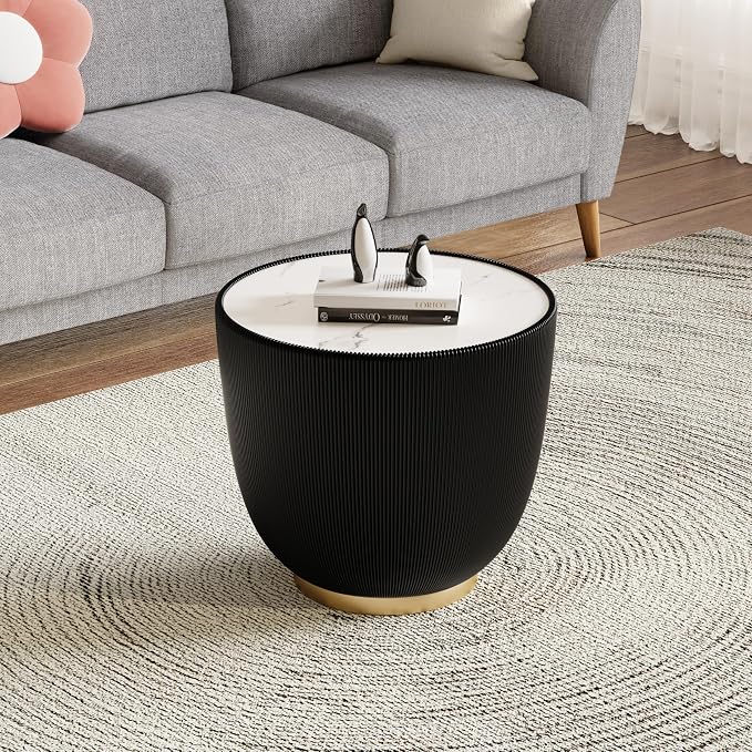 SSLine Bowl-Shape Coffee Table Set of 2 Modern Sintered Stone Top Nesting - Image 8