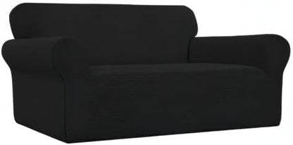 Easy-Going Stretch Loveseat Couch Covers Washable Black | 1-Piece Loveseat - Image 9