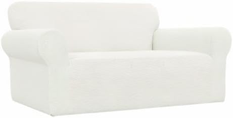 Easy-Going Stretch Loveseat Couch Covers Washable Cream | 1-Piece Loveseat - Image 9