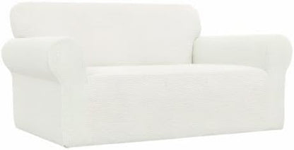 Easy-Going Stretch Loveseat Couch Covers Washable Cream | 1-Piece Loveseat - Image 9
