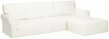 PureFit Stretch Sectional Couch Covers 2 pcs Non Slip L Shape Sofa Cover | - Image 8