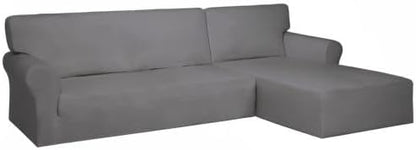 PureFit Stretch Sectional Couch Covers 2 pcs Non Slip L Shape Sofa Cover - Image 8