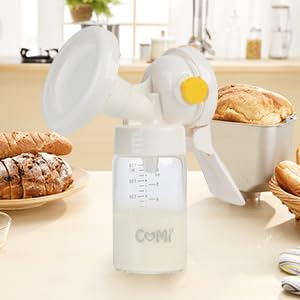 COMI Wide Neck Glass Breastmilk Collection n Storage Bottle, 4 Packs, 6oz with Screw Ring Sealing Disk; Re-markable Sealing Disc. BPA Free, Fits Breast Pumps & Nipples (4 Pink Lids)