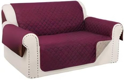 Reversible 45" Small Loveseat Sofa Covers, Burgundy/Camel | Loveseat Covers - Image 8