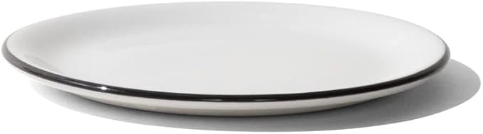 Made In Cookware - Set of 4 - Bread and Butter Plates - White With Black Rim - Porcelain - Crafted in England