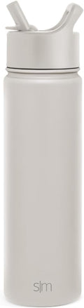 Simple Modern Water Bottle with Straw Lid Vacuum Insulated Stainless Steel Metal Cup Bottles | Reusable Leak Proof BPA-Free Flask for Gym, Travel, Sports | Summit Collection | 22oz, Almond Birch