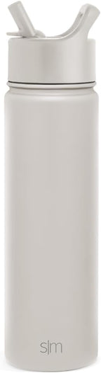 Simple Modern Water Bottle with Straw Lid Vacuum Insulated Stainless Steel Metal Cup Bottles | Reusable Leak Proof BPA-Free Flask for Gym, Travel, Sports | Summit Collection | 22oz, Almond Birch