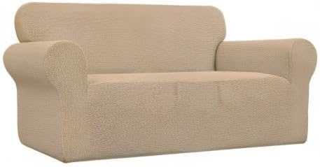 Easy-Going Stretch Loveseat Couch Covers Washable Sand | 1-Piece Loveseat Covers - Image 9