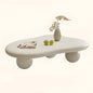 Eco-Friendly Vintage Cream Coffee Table – Sturdy Round Legs, Smooth Finish by Unknown