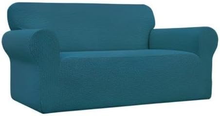 Easy-Going Stretch Loveseat Couch Covers Washable Peacock Blue | 1-Piece - Image 9