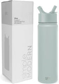 Simple Modern Water Bottle with Straw Lid Vacuum Insulated Stainless Steel Metal Cup Bottles | Reusable Leak Proof BPA-Free Flask for Gym, Travel, Sports | Summit Collection | 22oz, Sea Glass Sage