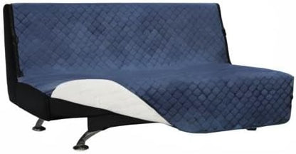 Easy-Going Reversible Couch Cover, Large Futon Sofa, Dark Blue/Ivory | Machine - Image 8