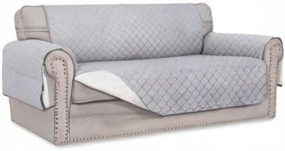 Easy-Going Reversible Couch Cover, 2 Cushion Sofa, Light Gray/Ivory | Oversized - Image 7
