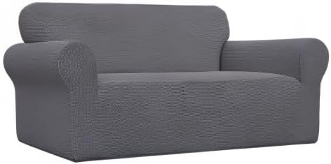 Easy-Going Stretch Loveseat Couch Covers Washable Grey | 1-Piece Loveseat Covers - Image 8