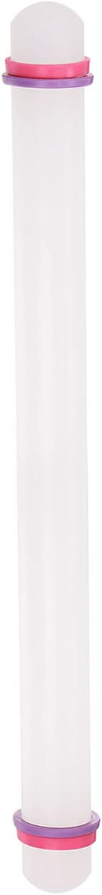 HARFINGTON Fondant Rolling Pin 20 Inch x 0.98 Inch Adjustable Guide Rings Non-Stick PP Plastic Fondant Roller Dough Roller Kitchen Decorating Tools for Cookie Pastry Pizza Clay