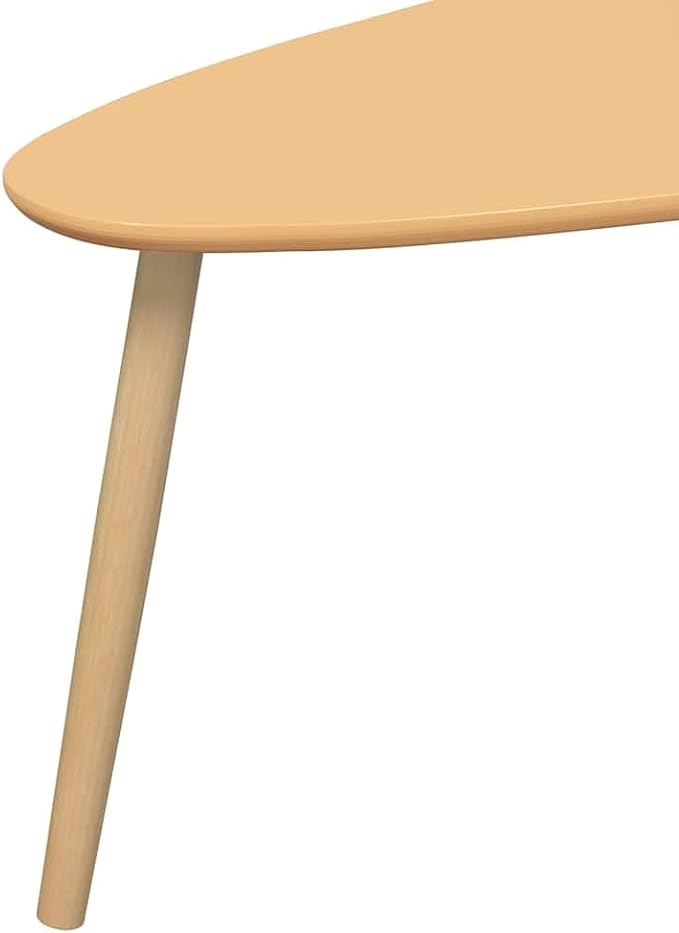 Coffee Table Set of 2 Scandinavian Coffee Table & Center Table Brown Solid Pine - Image 8