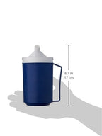 Sammons Preston Insulated Mug with Snorkel Lid, Durable Container for Hot and Cold Liquid Beverages, Tea, Smoothies, 12 oz Blue Travel Coffee Cup with Lid for Elderly, Disabled, Handicapped, Weak Grip