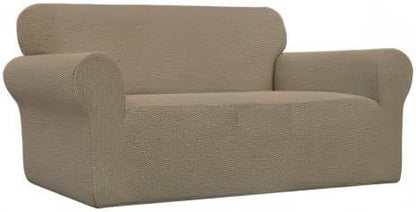 Easy-Going Stretch Loveseat Couch Covers Washable Tan | 1-Piece Loveseat Covers - Image 8