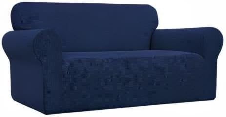 Easy-Going Stretch Loveseat Couch Covers Washable Navy | 1-Piece Loveseat Covers - Image 9