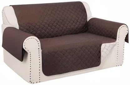 Reversible 45" Small Loveseat Sofa Covers, Chocolate/Beige | Loveseat Covers - Image 8
