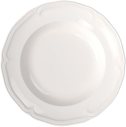 Villeroy & Boch Manoir Pasta Bowl/Soup Plate, 9 in, Premium Porcelain, White