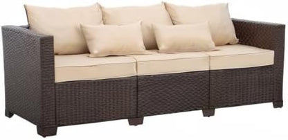 Rattan Star Outdoor Furniture Couch 3 Seater Sofa Outdoor Brown Wicker Sofa - Image 9