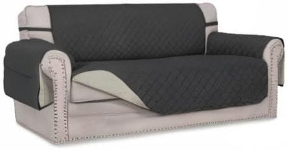 Easy-Going Reversible Couch Cover, 2 Cushion Sofa, Darkgray/Beige | Oversized - Image 7
