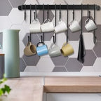 AJART Coffee Cup Holder Wall-Mounted: Hanging Coffee Mug Wall Rack - 23 Inch Coffee Cup Rack Storage Organizer