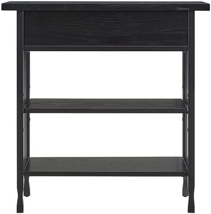 Leick Home Ironcraft Bookshelf, Solid Wood, 1 Drawer, 2 Shelves, Slatted Sides - Image 4