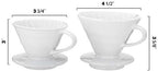 Pour Over Coffee Dripper - Ceramic Slow Brewing Accessories for Home, Cafe, Restaurants - Easy Manual Brew Maker Gift - Strong Flavor Brewer - V02 Paper Cone Filters - Brown, 2 Cup size