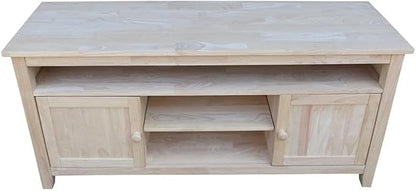Entertainment TV Stand with 2 Doors Unfinished Solid Parawood 57"W x 18"D x 26"H - Image 8