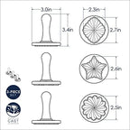 Nordic Ware Pretty Pleated Cookie Stamps Silver Cast Aluminum with Wood Handles, Grey, 3-Piece