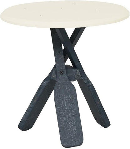 Linon Opal Distressed Wood Coastal Canoe Paddle Side Table in Blue/Cream by Unknown