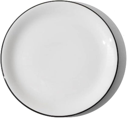Made In Cookware - Set of 4 - Bread and Butter Plates - White With Black Rim - Porcelain - Crafted in England