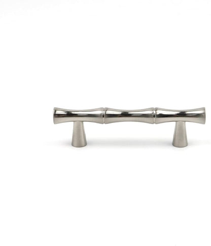 2PCS Bamboo Cabinet Handles, Zinc Alloy Silver Drawer Pull, 2.5 Inch Hole - Image 3