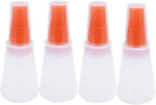 Silicone Oil bottle brush，BBQ/Pastry Basting Brushes,Silicone Cooking Grill Barbecue Baking Pastry Oil/Honey/Sauce Bottle Brush (4 PCS,orange)