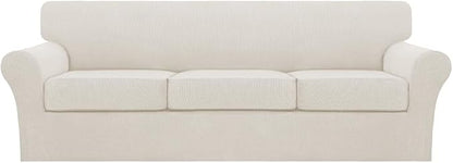 Turquoize 4 Piece Sofa Covers for 3 Cushion Couch Sofa Slipcover Soft Couch by Turquoize