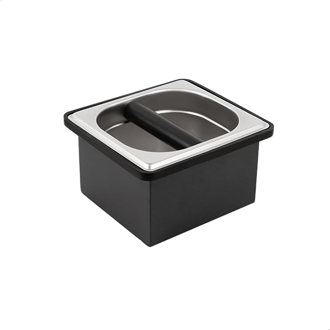 watchget Espresso Coffee Knock Box Durable Stainless Steel Dump Bin for Coffee Grounds with Removable Non-Slip Base Coffee Grounds Container for Home/Cafe, Small