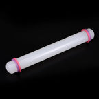 HARFINGTON Fondant Rolling Pin 12 Inch x 1.38 Inch Adjustable Guide Rings Non-Stick PP Plastic Fondant Roller Dough Roller Kitchen Decorating Tools for Cookie Pastry Pizza Clay