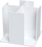 Cup and Lid Holder, 4 Compartment, Square | Rotating Coffee Cup Dispenser Lid Carousel for Restaurant, Buffet, Coffee Station, Bar, Countertop, White Acrylic