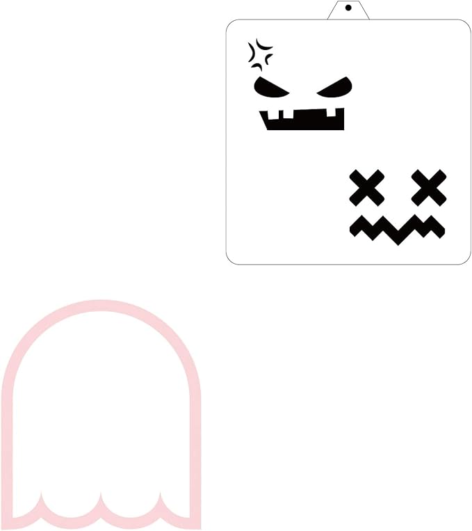 Halloween Ghost Faces Cookie Cutter and Stencil Set Bundle Kit PYO Cookies Paint Your Own Diy Bakery Fondant Sugar Happy Birthday Wedding Baby Candle Kids Painting Coloring Pages Comb (Ghost Faces)