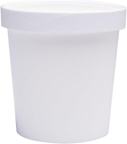 Paper Ice Cream Cups with Paper Lids, Hot/Cold Soup Cups with Lids (White) (25, 16 oz)
