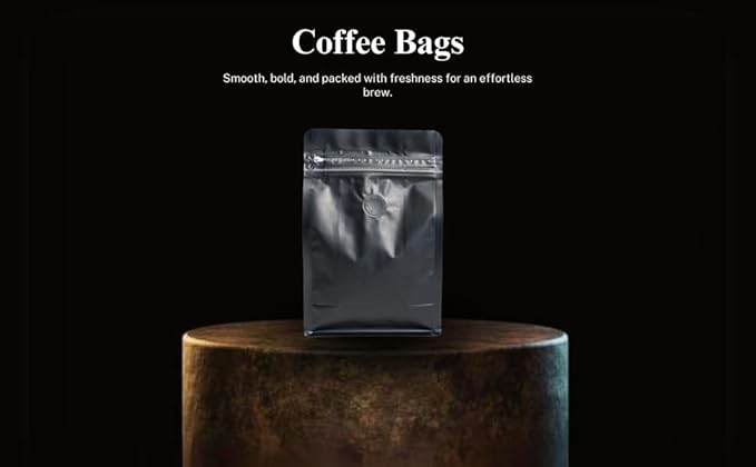 Premium Coffee Bags with Valve (100 pcs, 8 oz) Standing Coffee Beans Storage Bags, Reusable Heat Sealable Side Zipper Pouches, Eco-Friendly Packaging, Perfect for Home and Office - White